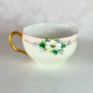 Antique Noritake Nippon Hand-Painted Cup Artist Signed Gold Dogwood